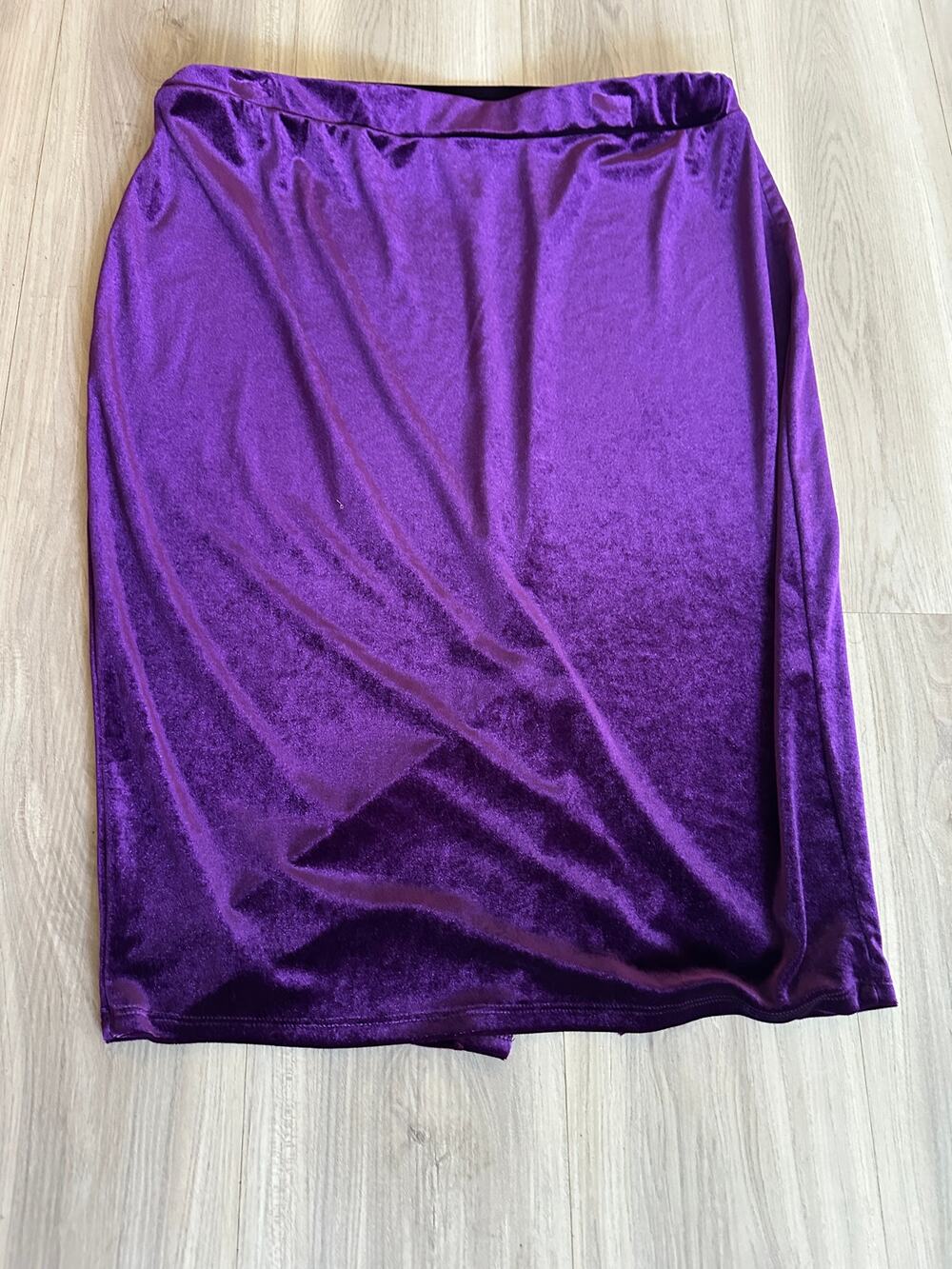 Fashion to figure purple velvet pencil skirt stretch plus size 1X 1X midi 1416
